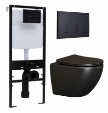 Комплект 3 в 1 инсталляция Logan H1067-1170 297674 + Унитаз подвесной Ceramica Nova Metropol CN4002MB + кнопка черная матовая в современном стиле
