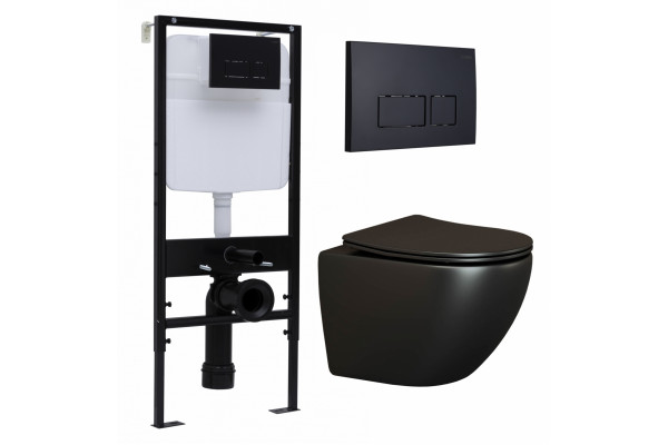 Комплект 3 в 1 инсталляция Logan H1067-1170 297674 + Унитаз подвесной Ceramica Nova Metropol CN4002MB + кнопка черная матовая в современном стиле