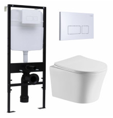 Комплект 3 в 1 инсталляция Logan H1067-1170 297674 + Подвесной унитаз Cerutti Spa Adige Aria CT7837 + кнопка белая в современном стиле