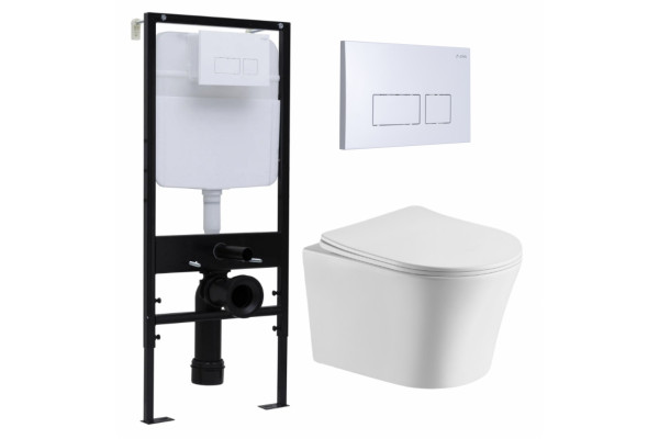Комплект 3 в 1 инсталляция Logan H1067-1170 297674 + Подвесной унитаз Cerutti Spa Adige Aria CT7837 + кнопка белая в современном стиле