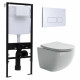 Комплект 3 в 1 инсталляция Logan H1067-1170 297674 + Унитаз подвесной Ceramica Nova Forma CN3009 + кнопка белая в современном стиле