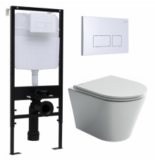 Комплект 3 в 1 инсталляция Logan H1067-1170 297674 + Унитаз подвесной Ceramica Nova Forma CN3011 + кнопка белая в современном стиле