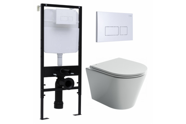 Комплект 3 в 1 инсталляция Logan H1067-1170 297674 + Унитаз подвесной Ceramica Nova Forma CN3011 + кнопка белая в современном стиле