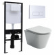 Комплект 3 в 1 инсталляция Logan H1067-1170 297674 + Унитаз подвесной Ceramica Nova Forma CN3011 + кнопка белая в современном стиле