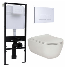 Комплект 3 в 1 инсталляция Logan H1067-1170 297674 + Унитаз подвесной Berges Wasserhaus Ego XL 082118 + кнопка белая в современном стиле