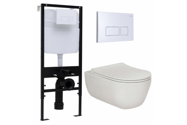 Комплект 3 в 1 инсталляция Logan H1067-1170 297674 + Унитаз подвесной Berges Wasserhaus Ego XL 082118 + кнопка белая в современном стиле
