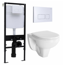 Комплект 3 в 1 инсталляция Logan H1067-1170 297674 + Унитаз подвесной Berges Wasserhaus Gamma 081105 + кнопка белая в современном стиле