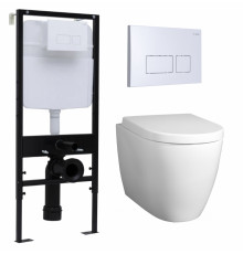 Комплект 3 в 1 инсталляция Logan H1067-1170 297674 + Унитаз подвесной BelBagno Marino + кнопка белая в современном стиле