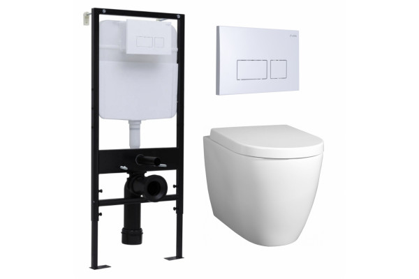 Комплект 3 в 1 инсталляция Logan H1067-1170 297674 + Унитаз подвесной BelBagno Marino + кнопка белая в современном стиле