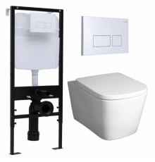 Комплект 3 в 1 инсталляция Logan H1067-1170 297674 + Унитаз подвесной BelBagno Albano BB120CHR + кнопка белая в стиле hi-tech