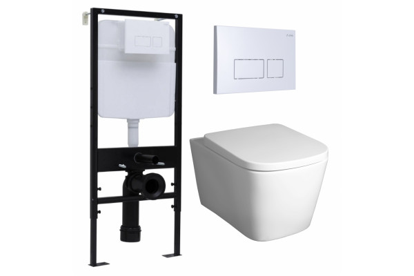 Комплект 3 в 1 инсталляция Logan H1067-1170 297674 + Унитаз подвесной BelBagno Albano BB120CHR + кнопка белая в стиле hi-tech