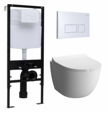 Комплект 3 в 1 инсталляция Logan H1067-1170 297674 + Унитаз подвесной VitrA Sento 7748В003-0075 + кнопка белая в современном стиле
