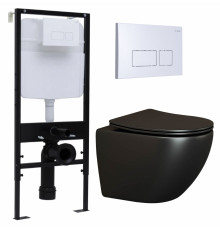 Комплект 3 в 1 инсталляция Logan H1067-1170 297674 + Унитаз подвесной Ceramica Nova Metropol CN4002MB + кнопка белая в современном стиле