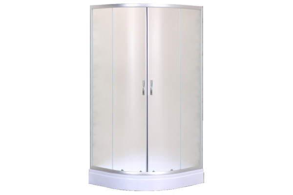 Душевой уголок Loranto Sunway CS-8025S 100х100х195 профиль сатин, стекло матовое, четверть круга, двери раздвижные