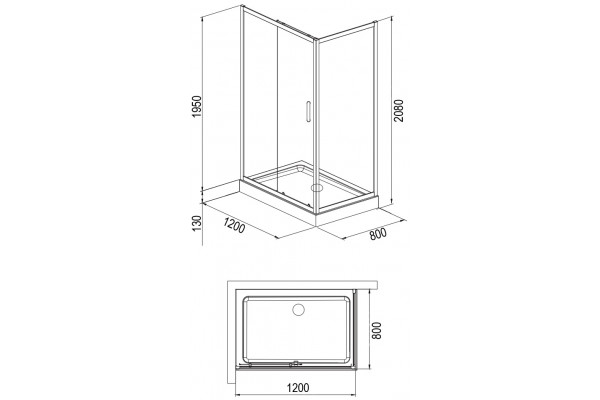 Душевой уголок Loranto Sunway CS-8021S 120х80х195 профиль хром, стекло прозрачное, прямоугольный, двери раздвижные