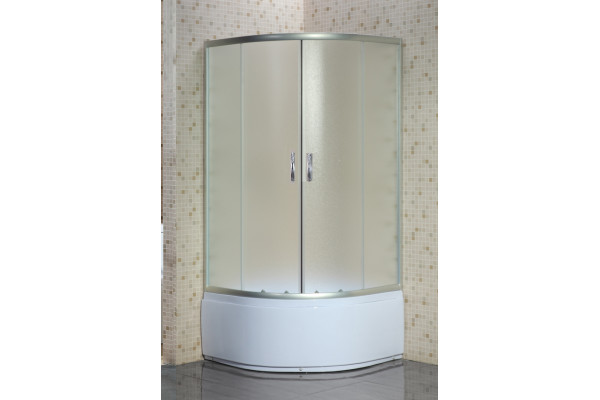 Душевой уголок Loranto Sunway CS-8020S 90х90х195 профиль сатин, стекло матовое , четверть круга, двери раздвижные