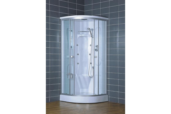 Душевая кабина Loranto CS-005 100х100х220 профиль хром матовый, стекло прозрачное, четверть круга, поддон низкий