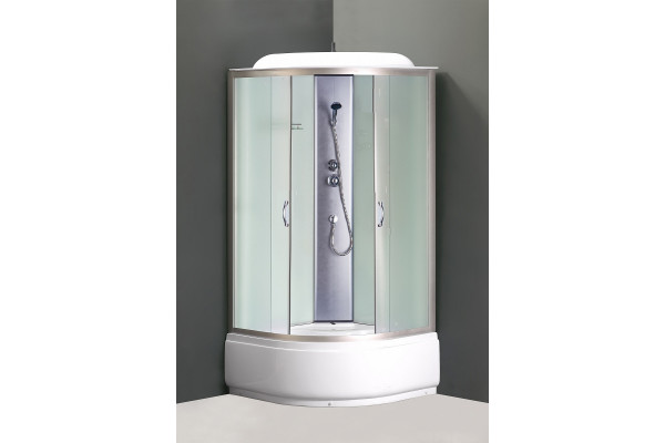 Душевая кабина Loranto Sunway CS-6690 F 90х90х215  профиль хром, стекло матовое, четверть круга, поддон глубокий