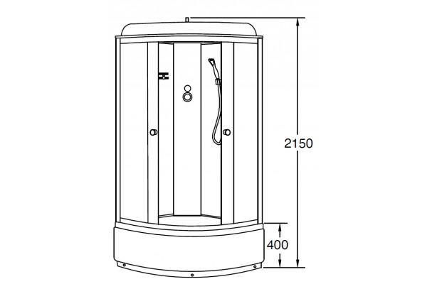 Душевая кабина Loranto Sunway CS-6690 F 90х90х215  профиль хром, стекло матовое, четверть круга, поддон глубокий