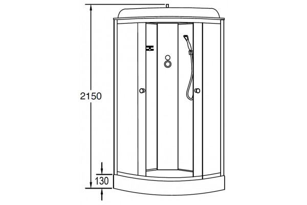 Душевая кабина Loranto Sunway CS-6681F 80х80х215  профиль хром, стекло матовое, четверть круга, поддон низкий