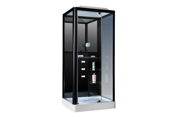 Душевая кабина Loranto Selak CS 126-3A L 90х100х215 профиль черный, стекло прозрачное, левая, прямоугольная, поддон низкий