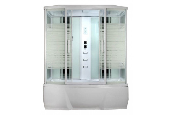 Душевая кабина Loranto CS 78-4 170x85x215 профиль белый, стекло прозрачное с узором, прямоугольная, поддон глубокий