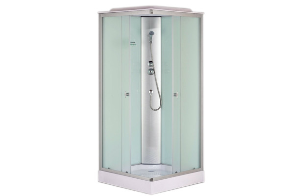 Душевая кабина Loranto SUNWAY CS-6491F(CS-8072)  90х90х215 профиль сатин, стекло матовое, квадратная, поддон низкий
