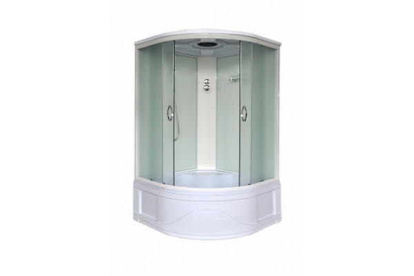 Душевая кабина Loranto CS-1200 Hi F 120x120x215 профиль белый, стекло матовое, четверть круга, поддон глубокий