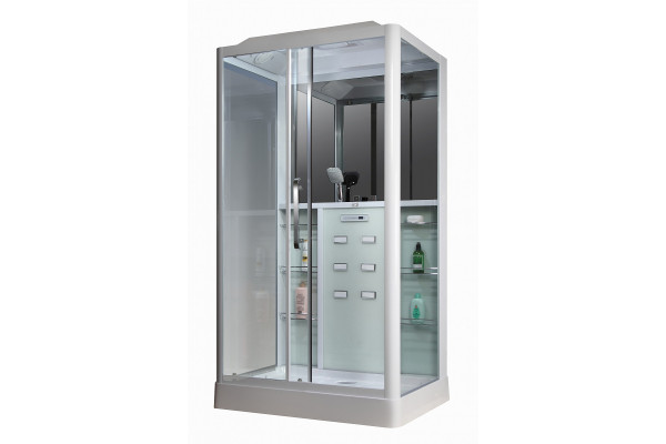 Душевая кабина Loranto Selak CS 129 L 90х150х215  профиль белый, стекло прозрачное, левая, прямоугольная, поддон низкий