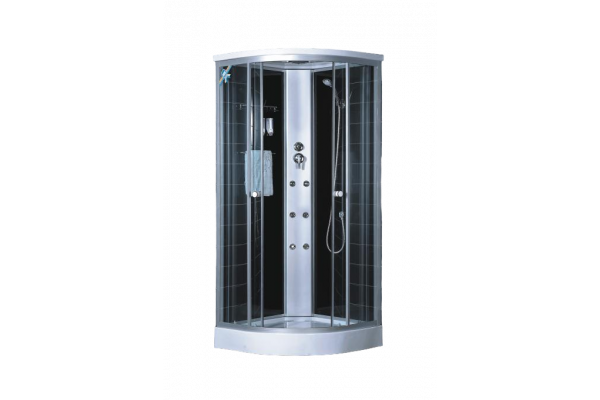 Душевая кабина Loranto CS-004 90х90х220 профиль хром, стекло тонированное, четверть круга, поддон низкий