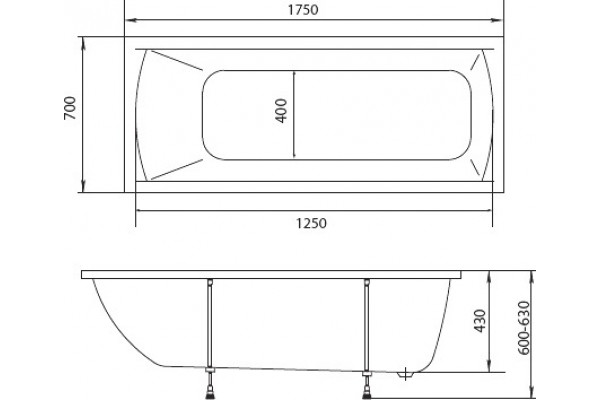 Акриловая ванна Marka One Modern 01мод17570 175x70 прямоугольная, пристенная