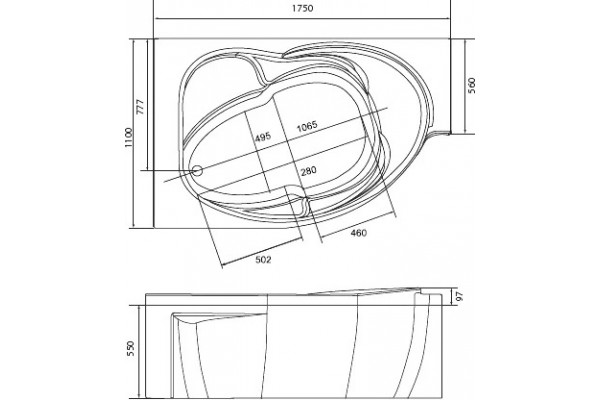 Акриловая ванна Marka One Ergonomika 01эрг17511л 158-175x110 L асимметричная, пристенная