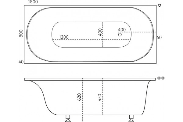 Ванна из искусственного камня Marmo Bagno Патриция 180x80 прямоугольная, пристенная