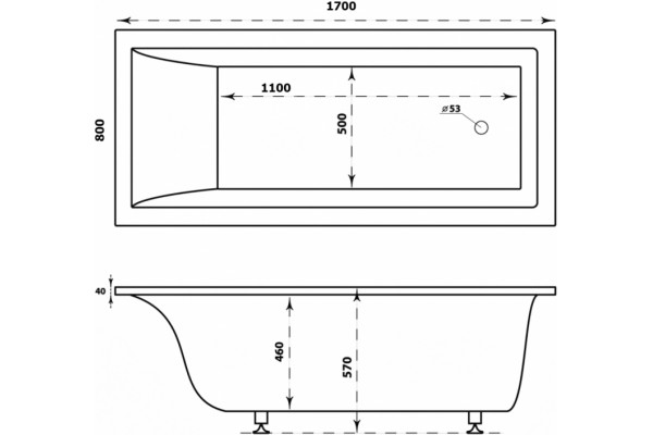 Ванна из искусственного камня Marmo Bagno Ницца 170x80 встраиваемая, прямоугольная