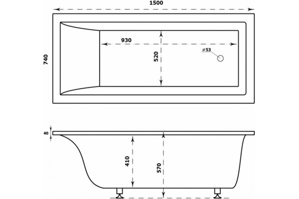 Ванна из искусственного камня Marmo Bagno Ницца 150x74 встраиваемая, прямоугольная