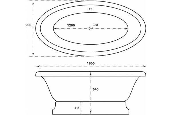 Ванна из искусственного камня Marmo Bagno Аззуро 180x90 отдельностоящая, овальная