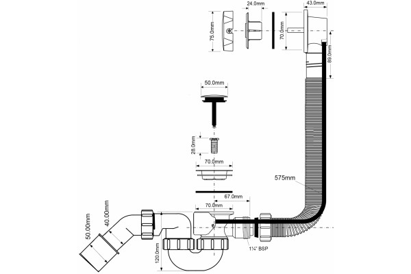 Слив-перелив McAlpine MRB2C-PB