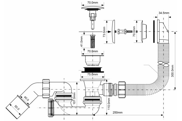 Слив-перелив McAlpine MRB8CB