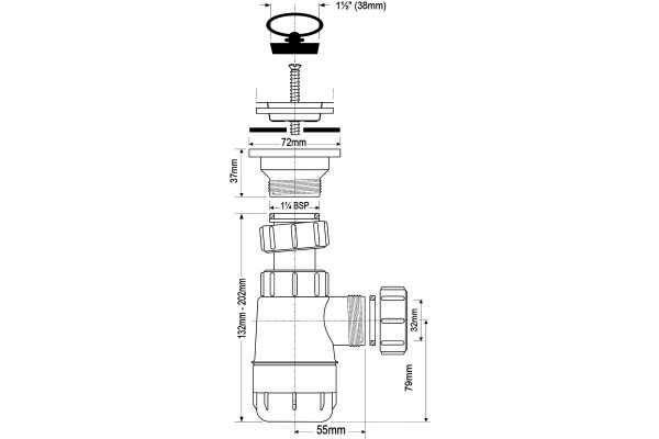 Сифон для раковины McAlpine MRW2L белый