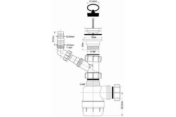 Сифон для раковины McAlpine MRSK3 хром
