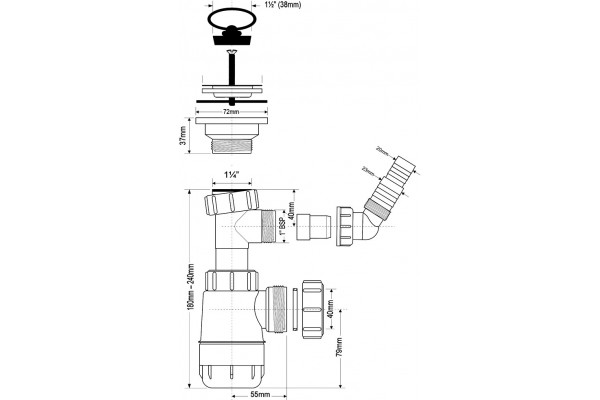 Сифон для раковины McAlpine MRW240WM хром