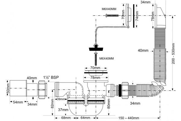 Слив-перелив McAlpine MRB1-EX