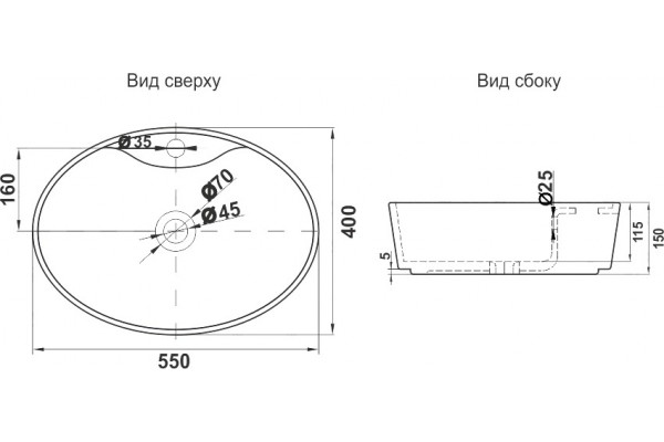 Раковина Melana 320301-805 55 см овальная, цвет белый, на столешницу