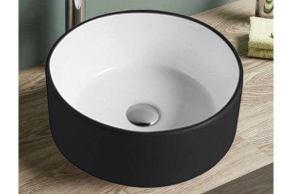 Рукомойник Melana MLN-7078ABW черно-белый на столешницу, круглая