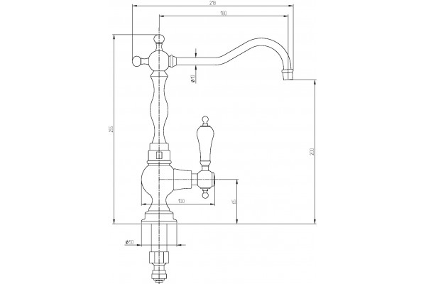 Кран Migliore Baron 18307 однорычажный, хром, высота излива 20 см