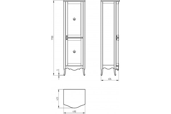 Шкаф-пенал Migliore Bella 25935 R, oliva, напольный, с дверками