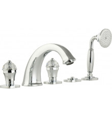 Смеситель Migliore Korona Crystal 27308 на борт ванны, хром, двухвентильный, длина излива 19.5 см