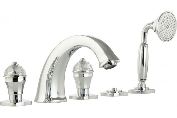 Смеситель Migliore Korona Crystal 27308 на борт ванны, хром, двухвентильный, длина излива 19.5 см