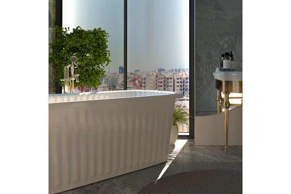 Ванна из искусственного камня Migliore Olivia 24360 174x80 белая, слив-перелив золото, прямоугольная, отдельностоящая