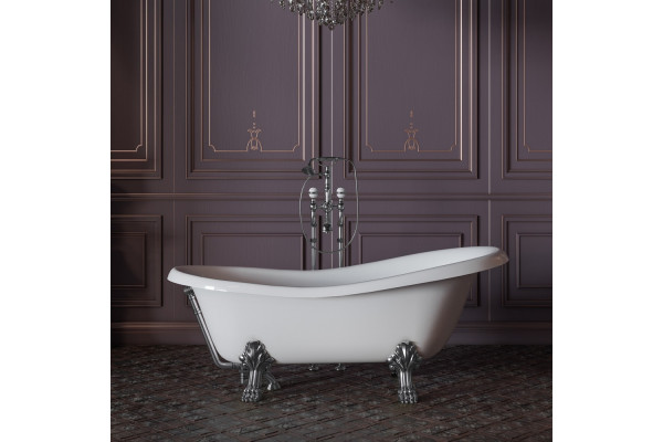 Ванна из искусственного камня Migliore Milady 26241 185x82 белая, хром, овальная, отдельностоящая